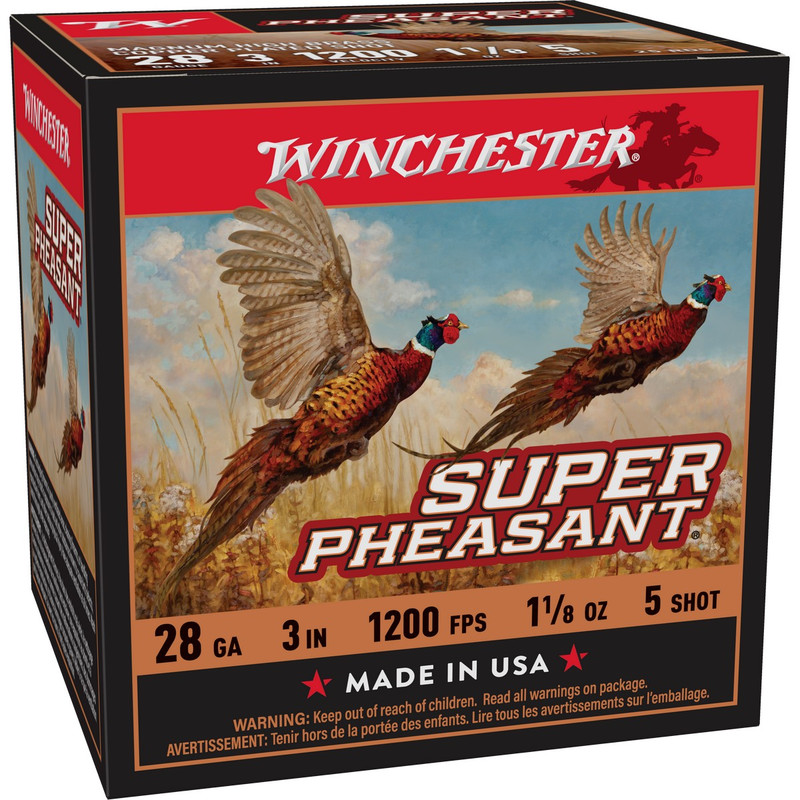 Winchester Super Pheasant HV 28 Ga 3" 1 1/8 Oz Box 25 Rd in Shot Size 5 Ammo Size